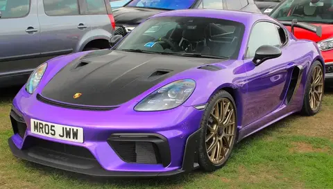 A 2022 Porsche 718 Cayman GT4 RS with the Weissach package, the lightweight aero-focused pack that cut its Nurburgring lap time.