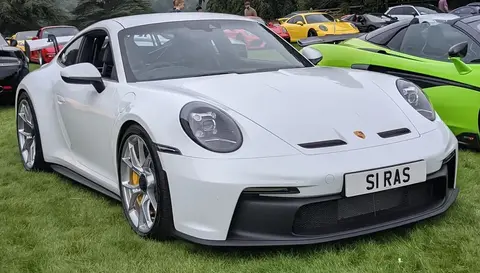 A 2021 Porsche 911 GT3 photographed outdoors, the standard PDK-equipped 992 GT3 that lapped the Nordschleife in 6:55 without active aero.