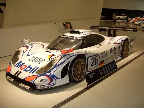 A 1998 Porsche 911 GT1, the Le Mans winning race car whose engine the 996 Turbo's is derived from.