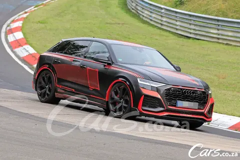 A camouflaged Audi RS Q8 test car on the Nurburgring Nordschleife, photographed ahead of the car's public reveal and Frank Stippler's 2019 lap record.