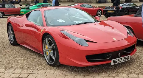 A Ferrari 458 Italia, the model recalled worldwide in 2010 over a wheel-arch heat shield adhesive that could smoke or ignite.