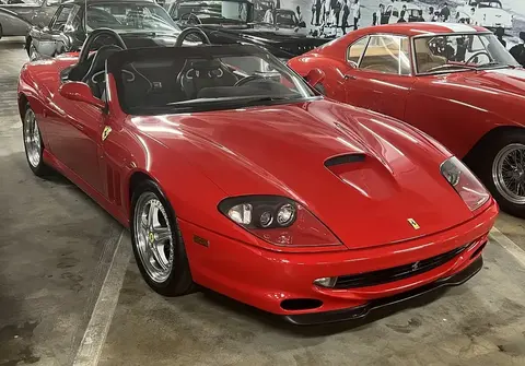 A Ferrari 550 Barchetta Pininfarina in a museum, from the limited run quietly extended from 444 to 448 examples.