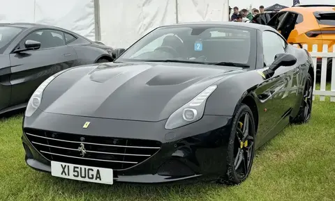 A Ferrari California T in three-quarter view, the variant that brought turbocharged power back to Ferrari's road cars.