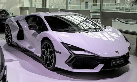 A Lamborghini Revuelto on display at the Auto Zurich show.