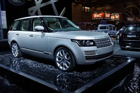 The all-new aluminium-bodied Range Rover L405 on display at the 2012 Paris Motor Show launch stand.