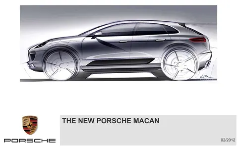 An official Porsche design sketch of the first Macan by Style Porsche, dated February 2012, ahead of the car's public reveal.