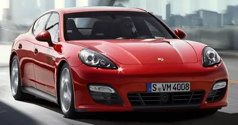 First-generation Porsche Panamera GTS, front three-quarter view showing its SportDesign bumper and dark headlamps.