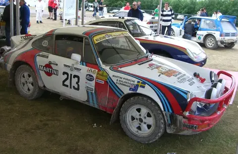 Bjorn Waldegard's Martini-liveried Porsche 911 SC 3.0 rally car, the works entry campaigned across the 1978 East African Safari Rally.